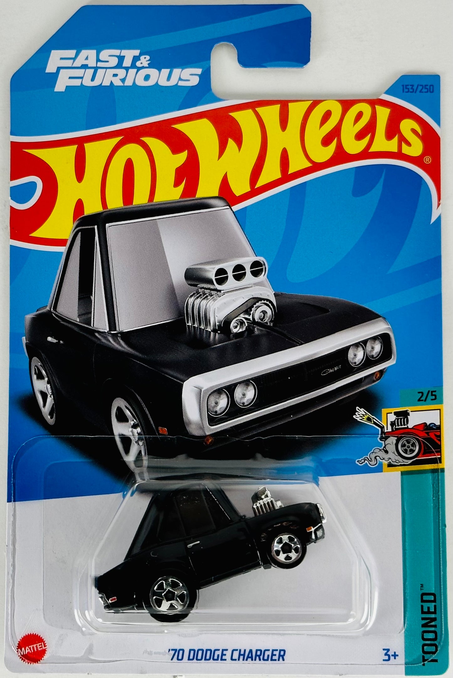 Hot Wheels 2023 - Collector # 153/250 - Tooned 02/05 - '70 Dodge Charger - Black - Fast & Furious - IC