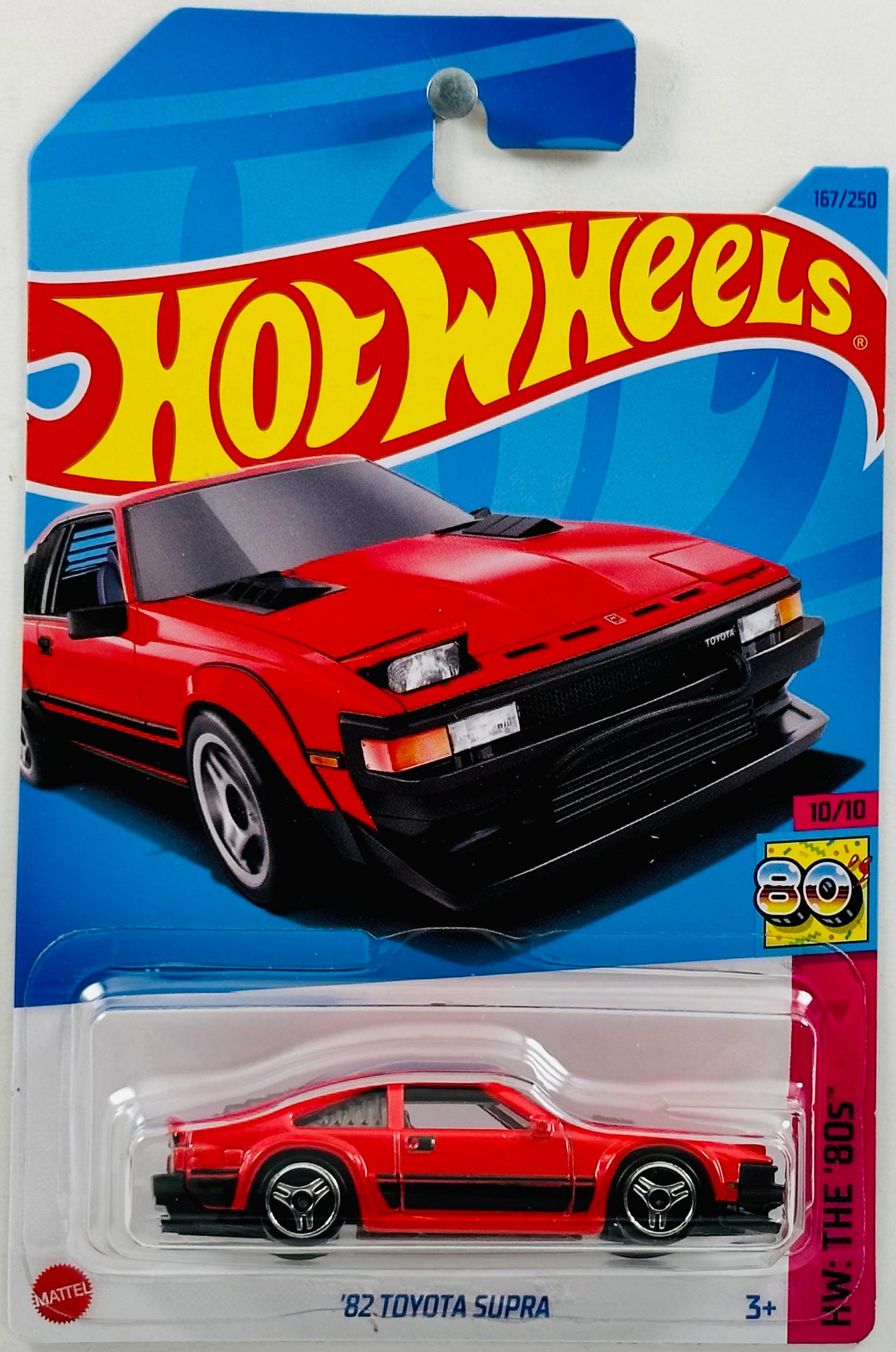 Hot Wheels 2023 - Collector # 167/250 - HW The '80s 10/10 - '82 Toyota Supra - Red - Black Stripes - IC