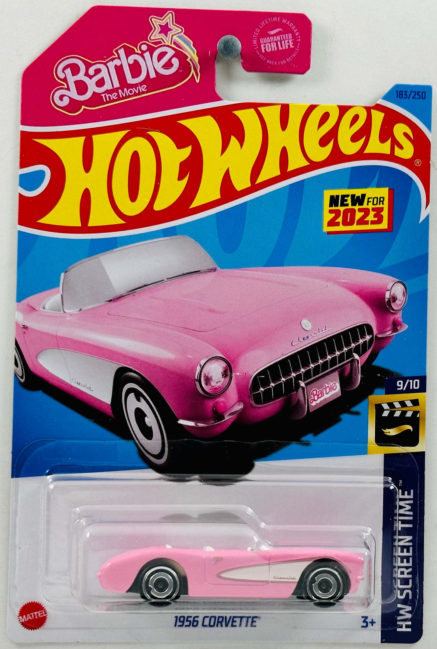 Hot Wheels 2023 - Collector # 183/250 - HW Screen Time 09/10 - New Models - 1956 Corvette - Barbie Pink - Barbie The Movie - USA