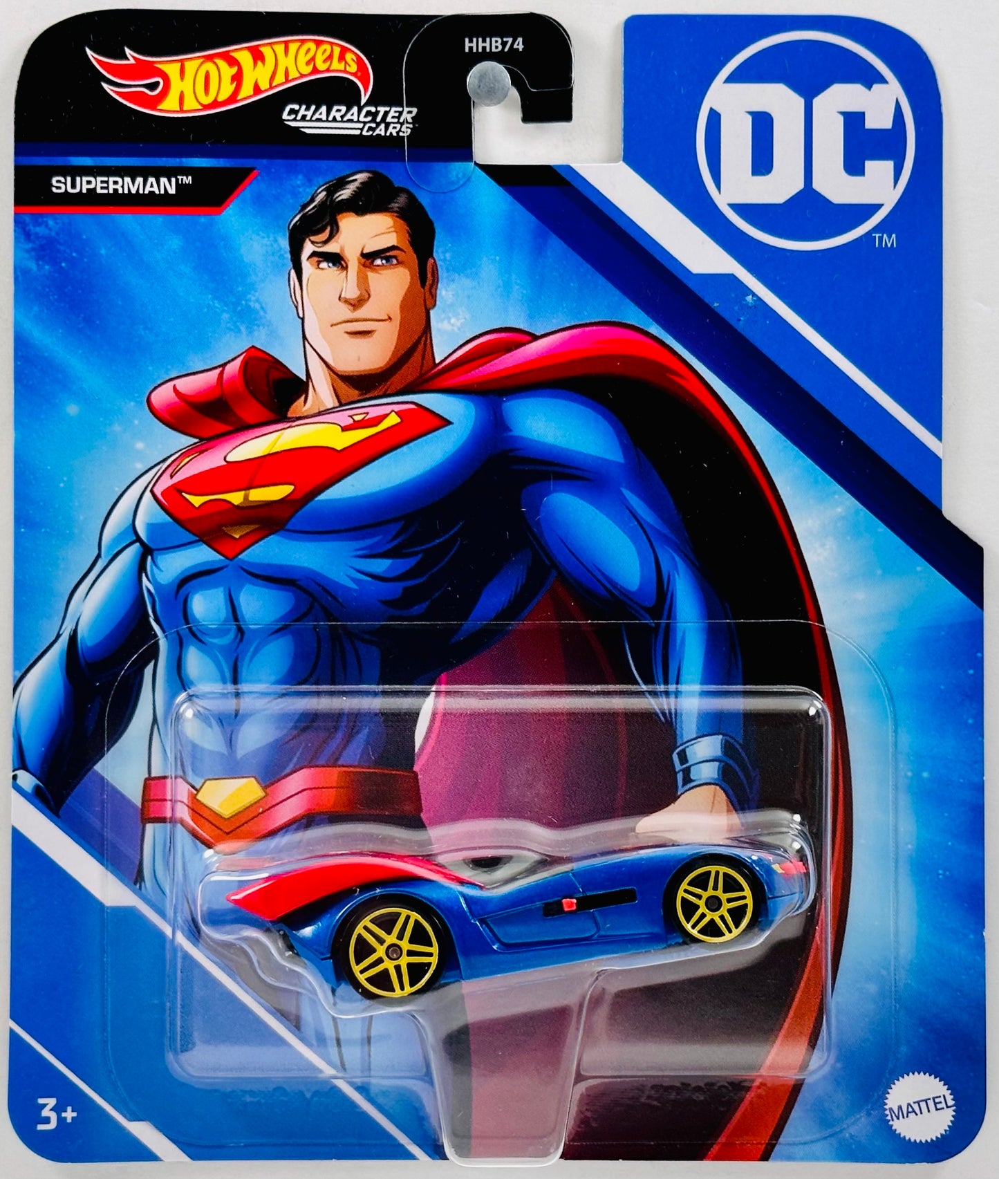 Hot Wheels 2023 - Character Cars / DC Comics - Superman - Red & Blue - Large Blister Card