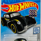 Hot Wheels 2019 - Collector # 046/250 - Volkswagen 1/10 - Volkswagen Käfer Racer - Matte Black / Mooneyes - Yellow Stripes - USA Card with Factory Set Sticker