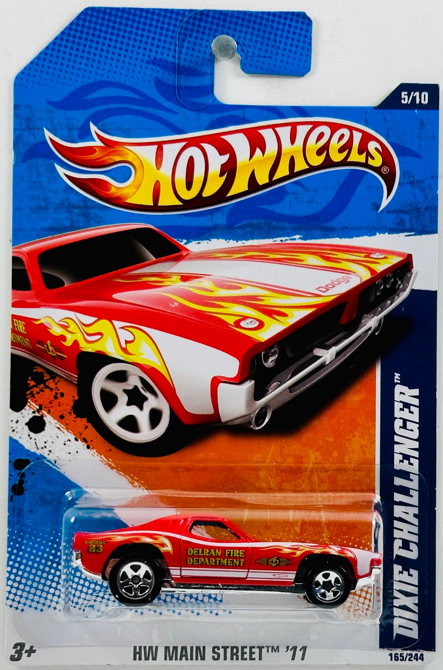 Hot Wheels 2011 - Collector # 165/244 - HW Main Street 05/10 - Dixie Challenger - Red - USA