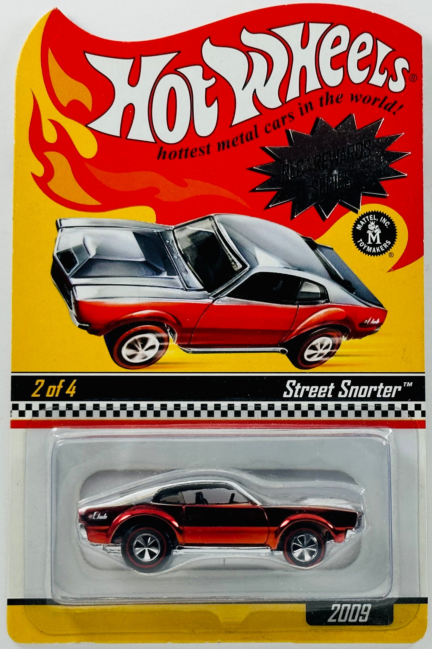 Hot Wheels 2009 - HWC / RLC Exclusive / Rewards # 2/4 - Street Snorter (Mighty Maverick) - Chrome 0ver Spectraflame Red - Basic Wheels on Redlines - Metal/Metal - Limited to 6,401