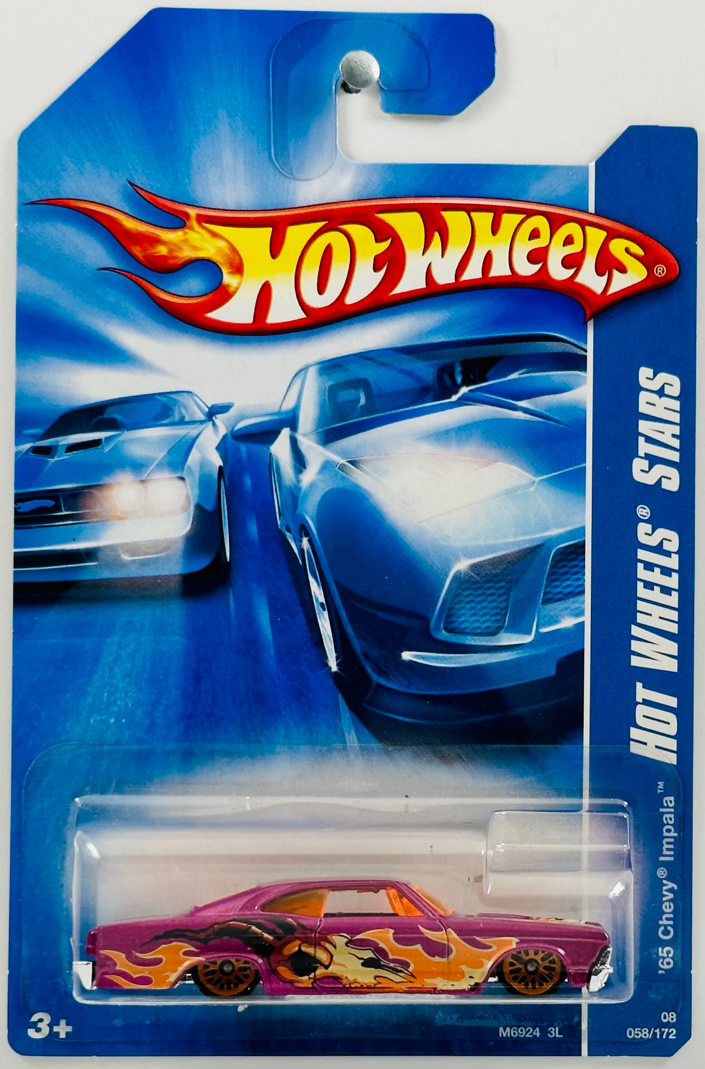 Hot Wheels 2008 - Collector # 058/172 - Hot Wheels Stars 18/36 - '65 Chevy Impala - Metalflake Magenta - IC