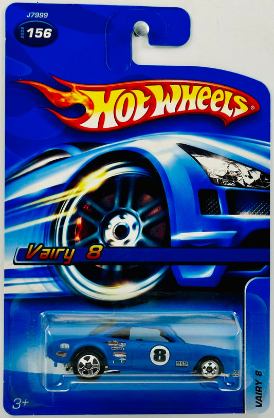 Hot Wheels 2006 - Collector # 156/223 - Vairy 8 (Corvair) - Flat Blue / #8 / Black Hood Stripe - 5SP Wheels - USA Card
