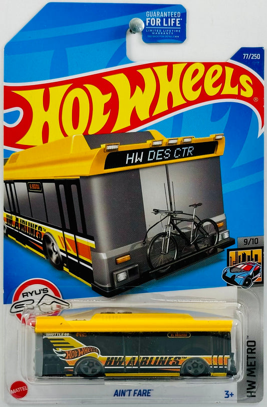 Hot Wheels 2022 - Collector # 077/250 - HW Metro 9/10 - Ain't Fare - Yellow - USA