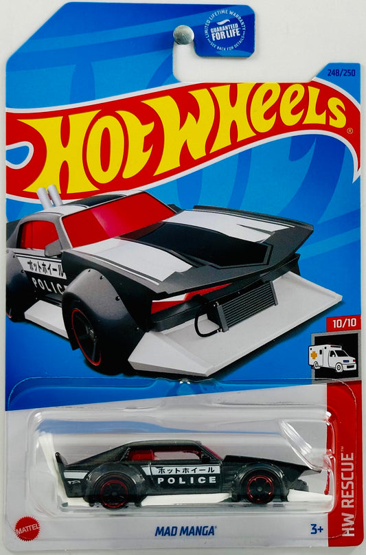 Hot Wheels 2023 - Collector # 248/250 - HW Rescue 10/10 - Mad Manga - Metalflake Gray - USA Card