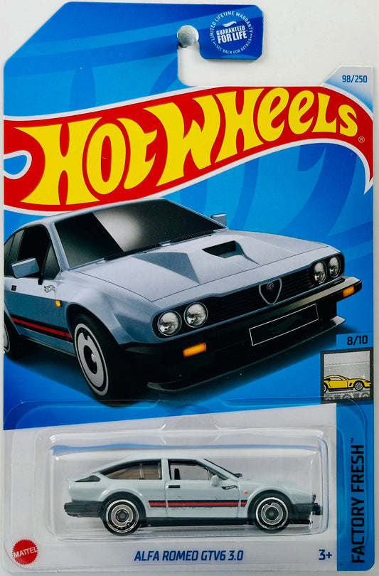 Hot Wheels 2024 - Collector # 098/250 - Factory Fresh 08/10 - Alfa Romeo GTV6 3.0 - Light Gray - USA