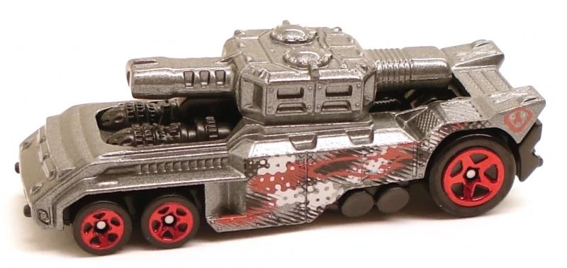 Hot Wheels 2010 - Collector # 197/240 - Race World / Battle 1/4 - Invader (Tank) - Gray Camo - USA '11 Card