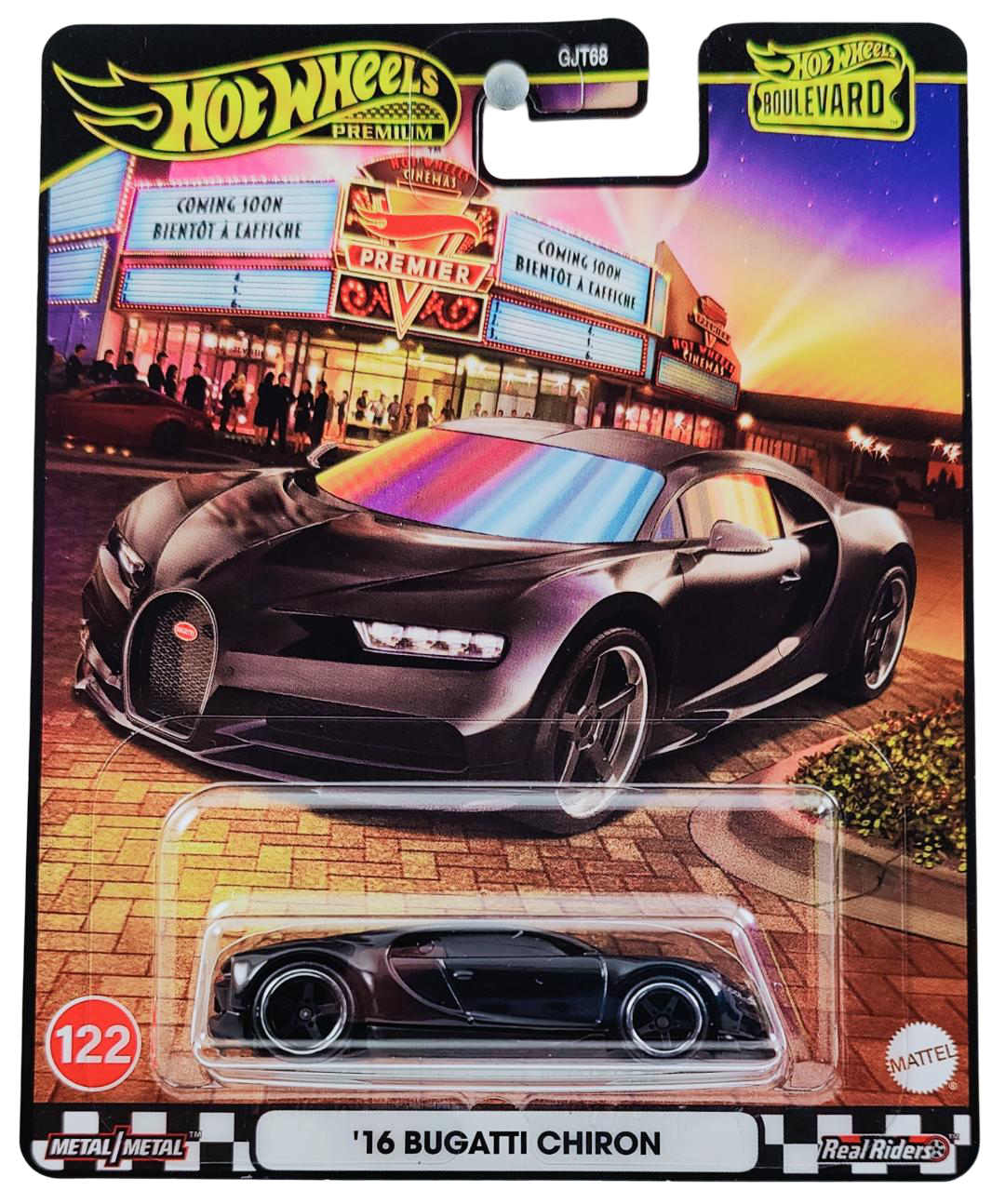 Hot Wheels 2025 - Premium / Boulevard # 122 / Mix 2 - '16 Bugatti Chiron - Black - Metal/Metal & Real Riders - Walmart Exclusive