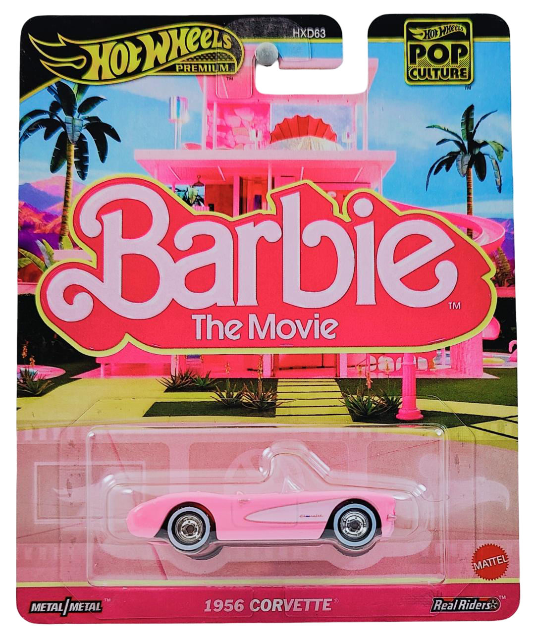 Hot Wheels 2025 - Premium / Pop Culture / Barbie The Movie - 1956 Corvette - Pink - Metal/Metal & Real Riders