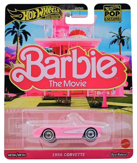 Hot Wheels 2025 - Premium / Pop Culture / Barbie The Movie - 1956 Corvette - Pink - Metal/Metal & Real Riders