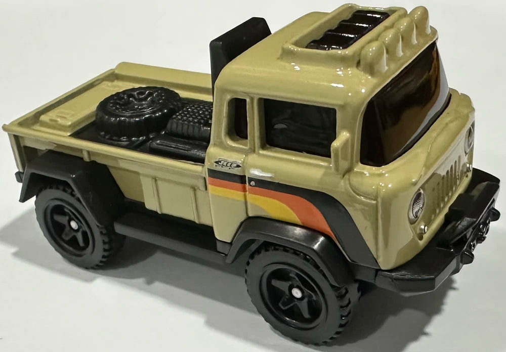 Hot Wheels 2024 - Collector # 068/250 - HW Hot Trucks 3/10 - '57 Jeep FC - Tan - BAJA5 Wheels - USA Card