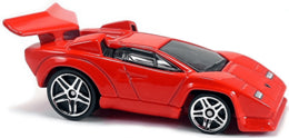 Hot Wheels 2017 - Collector # 152/365 - Tooned 6/10 - Lamborghini Countach - Red - USA "Month' Card a Walmart Exclusive