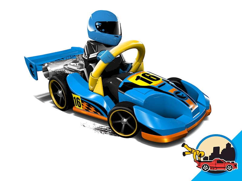 Hot Wheels 2016 - Collector # 066/250 - HW Ride-Ons 1/5 - Treasure Hunts - Let's Go - Blue Body / Orange Base / Circle Flame Logo on Wing - USA ‘Showdown’ Card