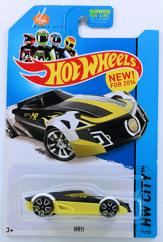 Hot Wheels 2014 - Collector # 015/250 - HW City / HW Goal - MR11 - Matte Black - USA 'Showdown' Card