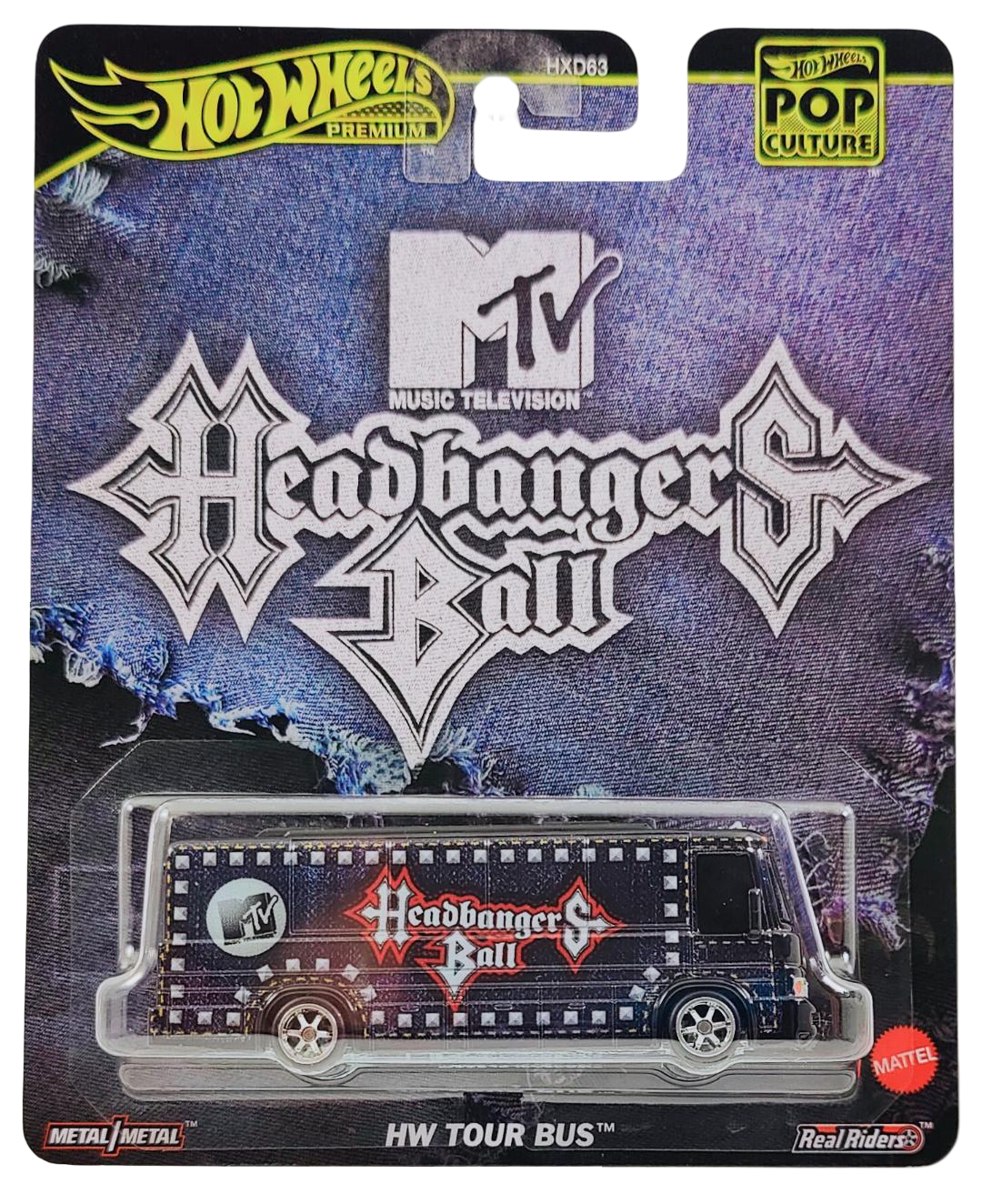 Hot Wheels 2025 - Premium / Pop Culture / MTV Headbangers Ball- HW Tour Bus - Black - Metal/Metal & Real Riders