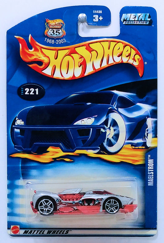 Hot Wheels 2002 - Collector # 221/240 - Maelstrom - Silver - USA '1968 - 2003 Anniversary' Card
