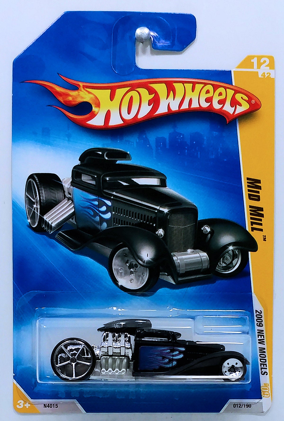 Hot Wheels 2009 - Collector # 012/190 - New Models 12/42 - Mid Mill - Black / Flames - USA Card