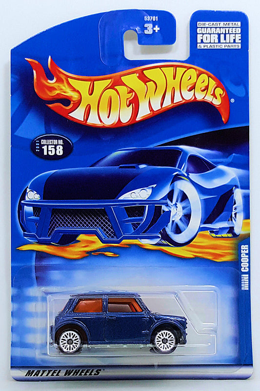 Hot Wheels 2001 - Collector # 158/240 - Mini Cooper - Dark Blue Metallic - Lace Wire Wheels - USA Card