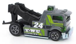 Hot Wheels 2024 - Collector # 135/250 - HW Metro 4/10 - Heavy Hitcher - Gray - '24' / 'TWU Towing' - 5SP Gray Wheels - USA Card with Factory Set Sticker