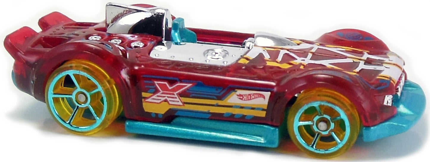 Hot Wheels 2017 - Collector # 202/365 - X-Raycers 1/10 - Monteracer - Transparent Red Body / Blue Metal Base - USA Card