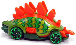Hot Wheels 2021 - Collector # 093/250 - Dino Riders 4/5 - Treasure Hunts - Motosaurus - Green Body & Orange Scales / Circle Flame Logos on Body - International Card