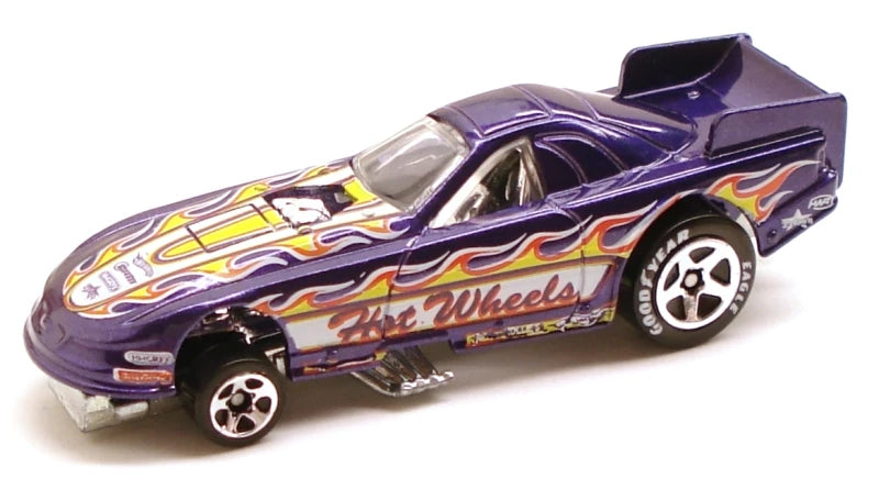Hot Wheels 2010 - Collector # 158/240 - HW Racing 10/10 - Ford Mustang Funny Car - Purple - Body Flips Up - Good Year Rear Tires - Walmart Exclusive - USA 'Beckett' Card