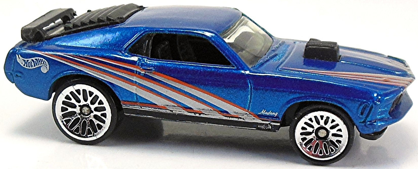 Hot Wheels 1999 - Collector # 1105 - Mustang MACH 1 - Metallic Blue - Lace Wheels - USA 'Angled' Card