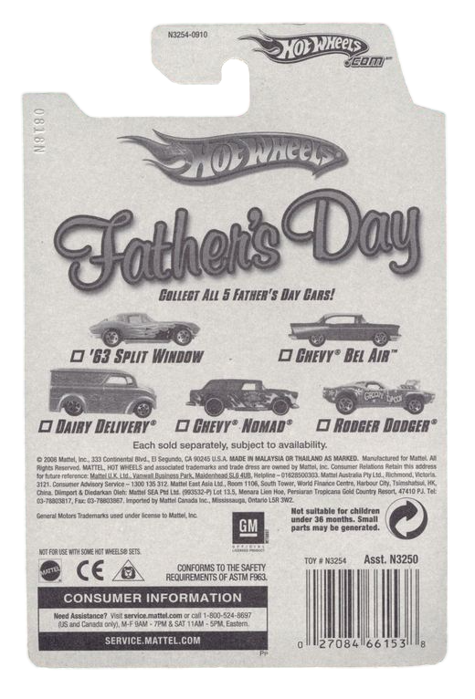 Hot Wheels 2008 - Theme / Father's Day - Chevy Nomad - Matte Olive Green / Flames - KMart Exclusive - Special Blister Card