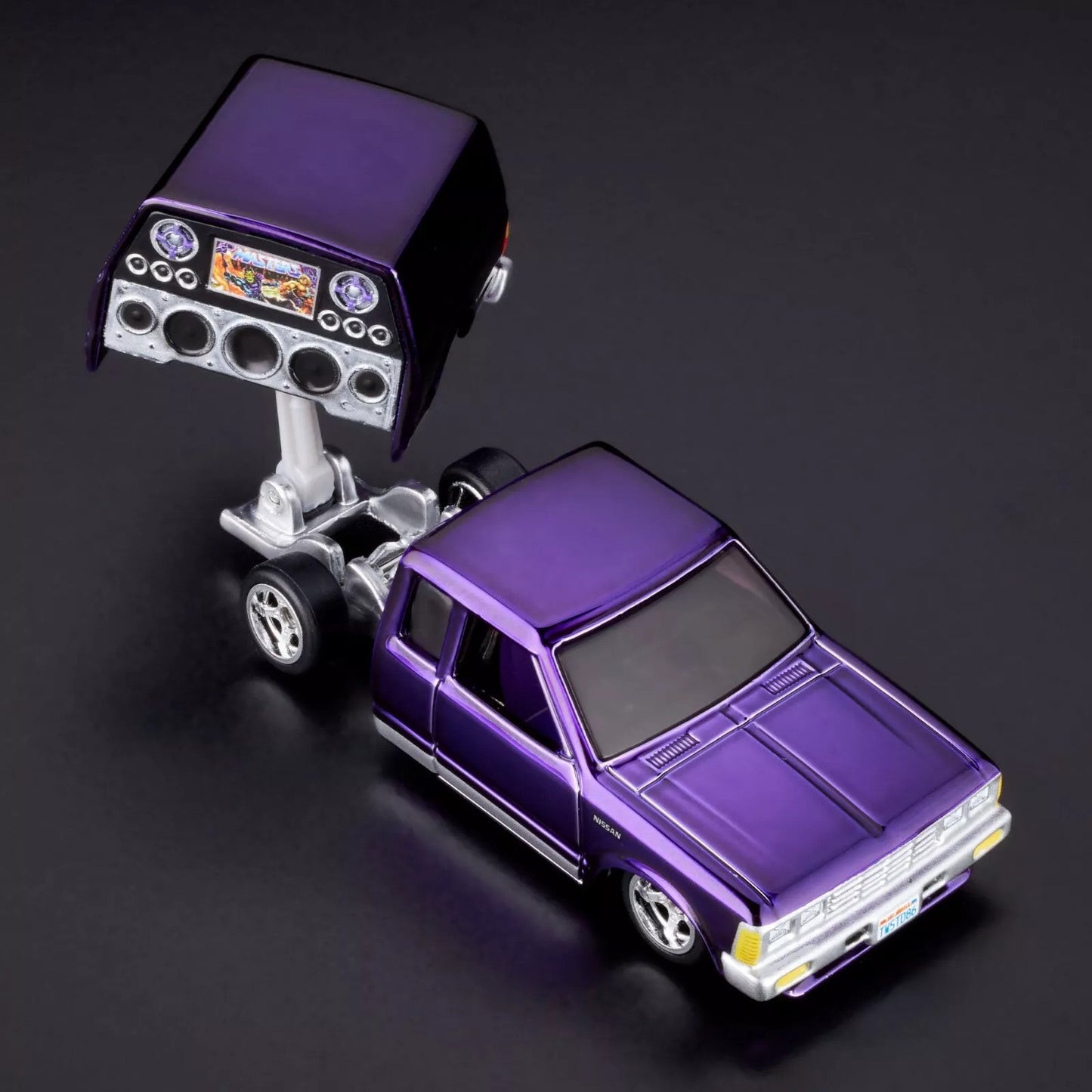 Hot Wheels 2024 - Mattel Creations / HWC - 1986 Nissan 720 King Cab - Spectraflame Purple - Metal/Metal & Real Riders - Pickup Bed Twists - Acrylic Display Box