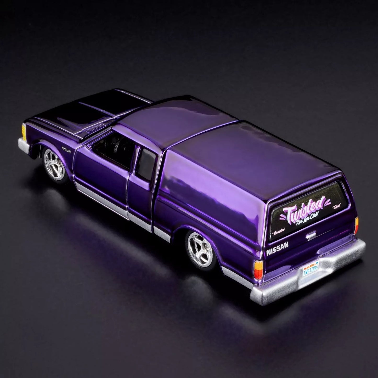Hot Wheels 2024 - Mattel Creations / HWC - 1986 Nissan 720 King Cab - Spectraflame Purple - Metal/Metal & Real Riders - Pickup Bed Twists - Acrylic Display Box