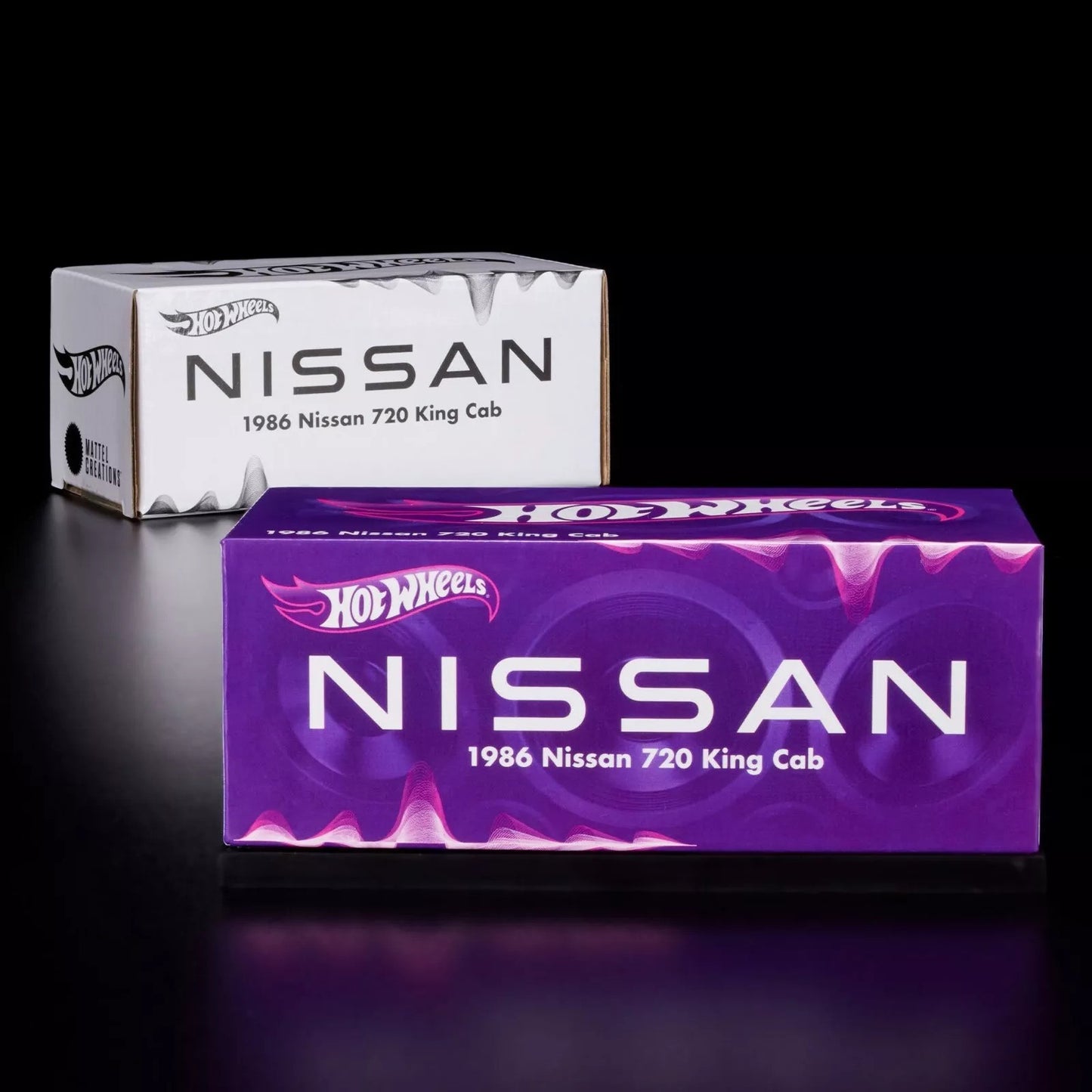 Hot Wheels 2024 - Mattel Creations / HWC - 1986 Nissan 720 King Cab - Spectraflame Purple - Metal/Metal & Real Riders - Pickup Bed Twists - Acrylic Display Box
