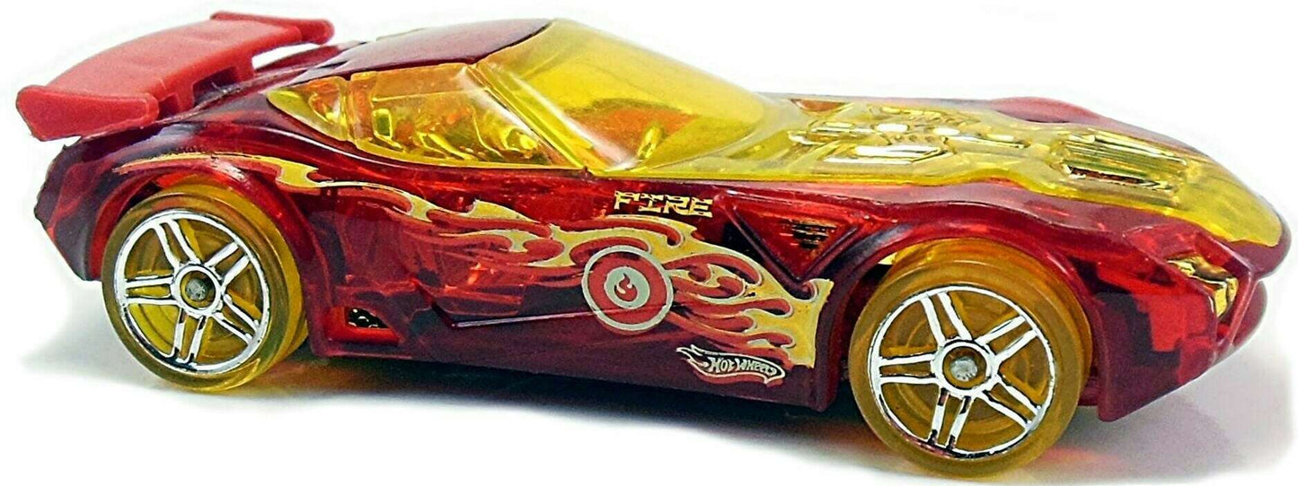 Hot Wheels 2010 - Collector # 204/240 - Race World / Earth 4/4 - Nerve Hammer - Transparent Red / Fire - USA '11 Card