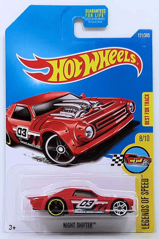Hot Wheels 2017 - Collector # 121/365 - Legends of Speed 8/10 - Night Shifter - Red / #03 - USA Card