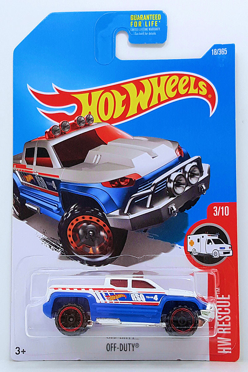 Hot Wheels 2017 - Collector # 018/365 - HW Rescue 3/10 - Off-Duty - White over Blue - USA Card