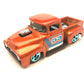 Hot Wheels 2021 - Theme / 53rd Anniversary / Wave 2 / Orange & Blue Series # 2/5 - Custom '56 Ford Truck - Metalflake Orange - Blue 5 Spoke Wheels - Orange Blister Card - Drug Stores Exclusive
