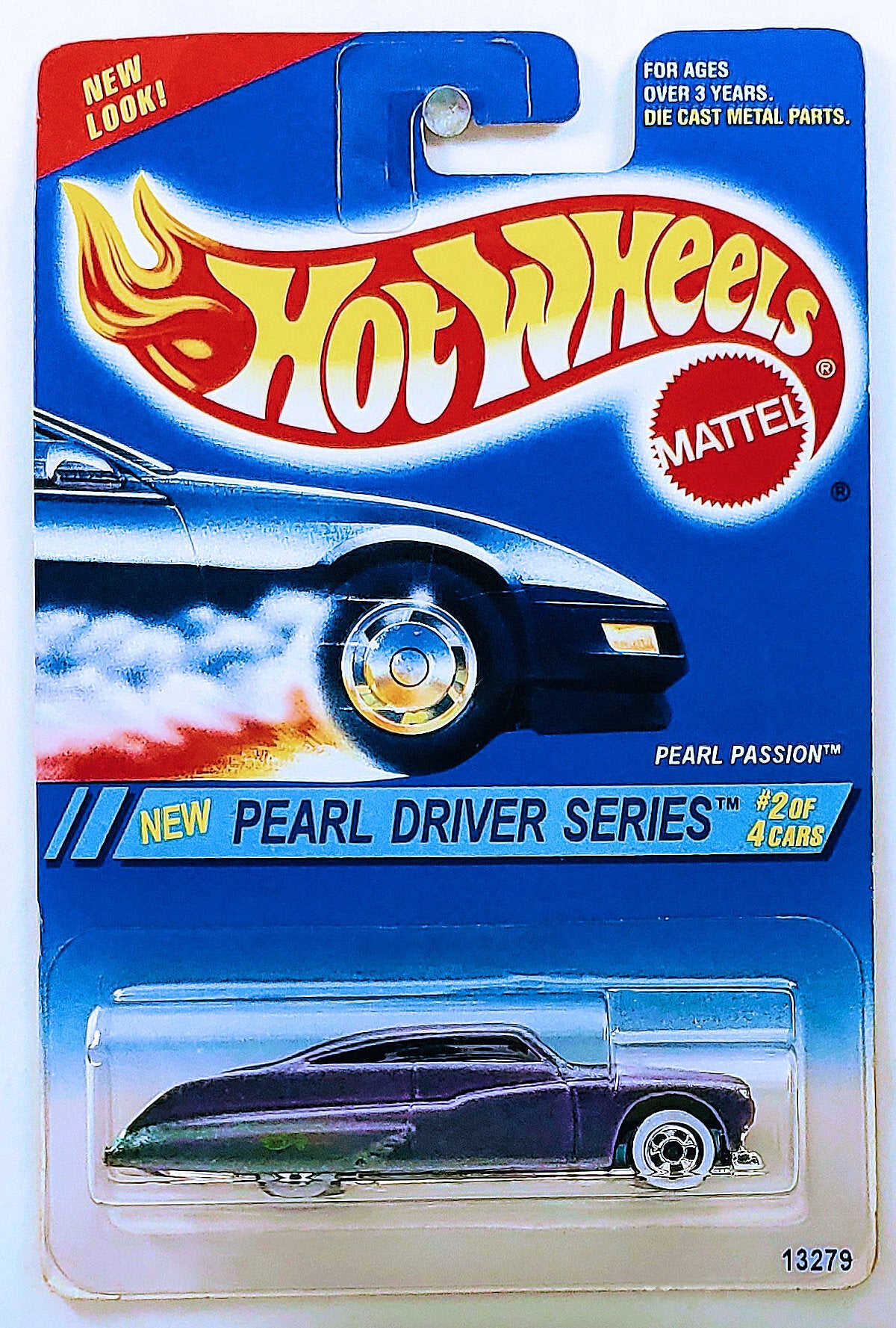 Hot Wheels 1995 - Collector # 292 - Pearl Driver Series 2/4 - Pearl Passion - Lavender Pearl - BW White Walls - USA Blue & White Card