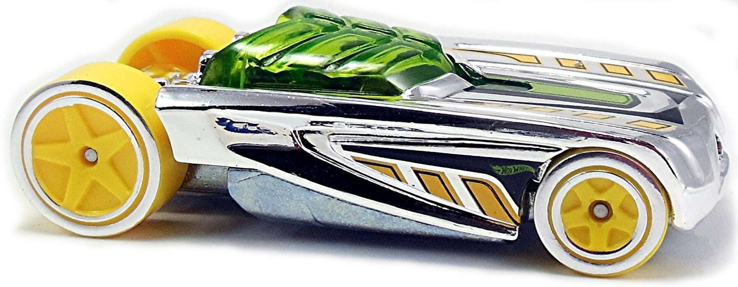 Hot Wheels 2017 - Collector # 253/365 - Super Chromes 9/10 - Pharodox - Chrome Body / Green Windows - International Card