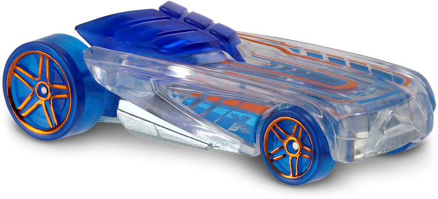 Hot Wheels 2016 - Collector # 018/250 - X-Raycers 8/10 - Pharodox - Clear & Transparent Blue - USA 'Showdown' Card