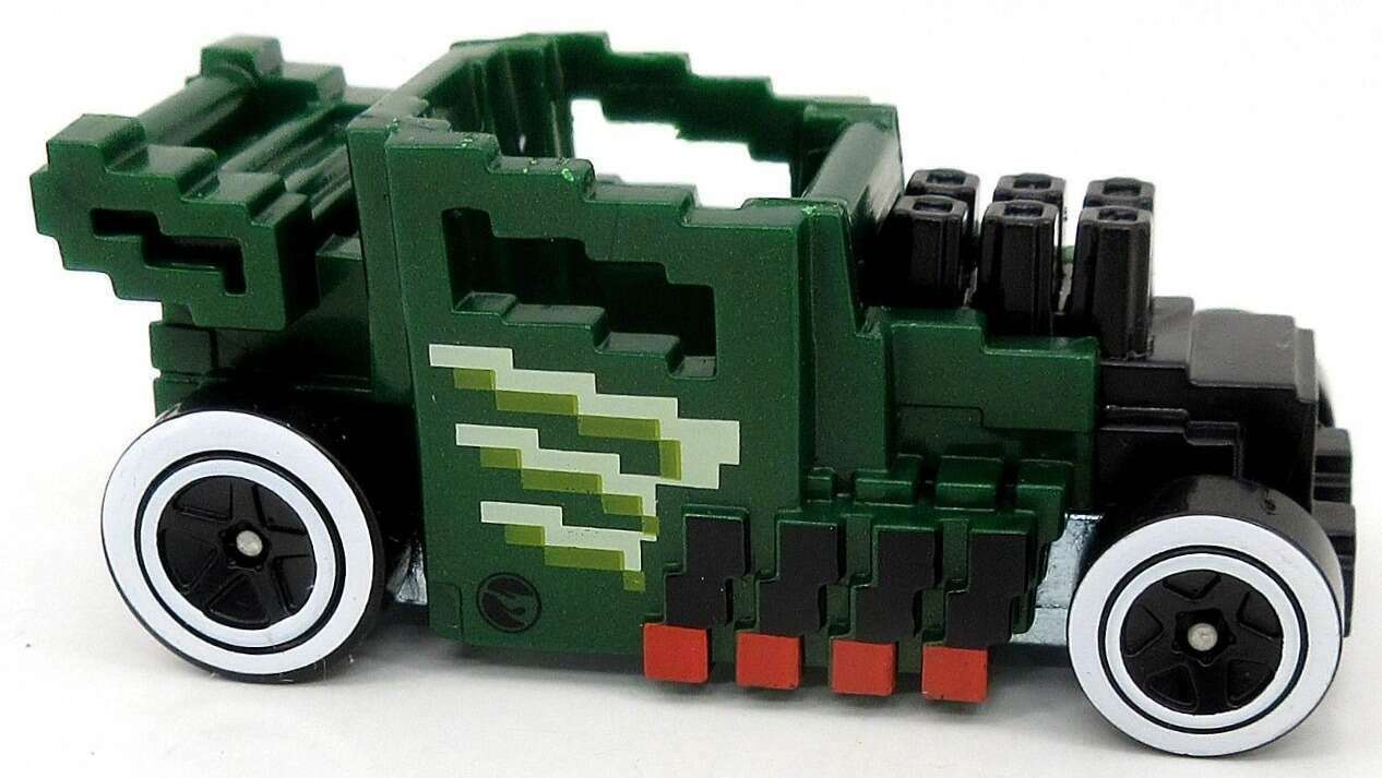 Hot Wheels 2022 - Collector # 066/250 - HW Ride-Ons 4/5 - Treasure Hunts - Pixel Shaker - Green / Circle Flame Logo on Lower Sides - White Walls on 5 Spokes - USA Card