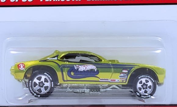 Hot Wheels 2006 - Classics Series 2 # 28/30 - Plymouth Barracuda Funny Car (Snake) - Spectraflame Anti-Freeze - Metal/Metal - 5 Spokes on BF Goodrich Tires - Body Lifts Up