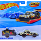 Hot Wheels 2025 - Track Fleet - Porsche 911 Off-Roader - Car = Cream / Trailer = Matte Black - Black Baja 5 Wheels on Brown Tires - NEW Casting!