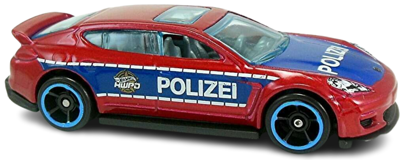 Hot Wheels 2019 - Collector # 100/250 - HW Rescue 10/10 - Porsche Panamera - Red - 'HWPD' / 'Polizei' - Blue Lip / OH5 Wheels - USA Card with Factory Set Sticker