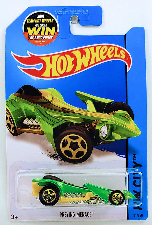 Hot Wheels 2015 - Collector # 031/250 - HW City / Street Beasts - Preying Menace - Green - USA 'WIN' Card