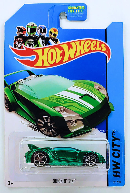Hot Wheels 2014 - Collector # 032/250 - HW City / Speed Team - Quick N' Sik - Green  Metalflake - OH5SP Wheels - USA Card