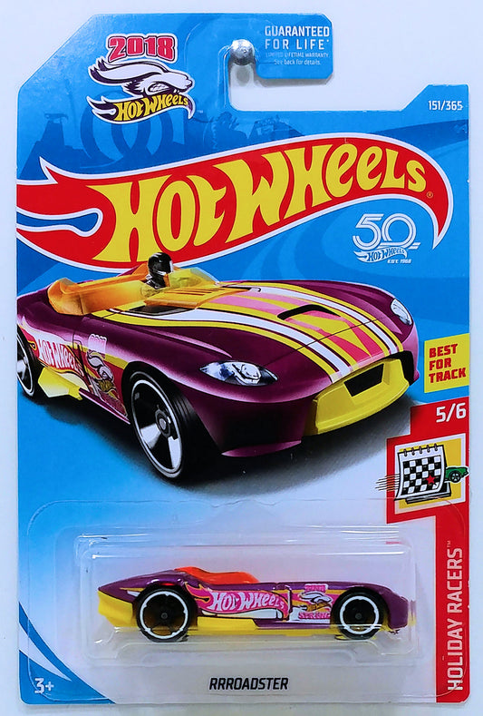 Hot Wheels 2018 - Collector # 151/365 - Holiday Racers 5/6 - RRRoadster - Purple / Easter - USA 50th Card