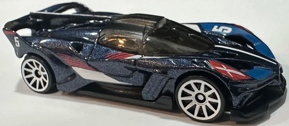 Hot Wheels 2026 - Collector # 050/250 - HW Starting Grid 4/10 - Bugatti Bolide - Metalflake Navy Blue - White 10 Spoke Wheels - USA '2026' Card