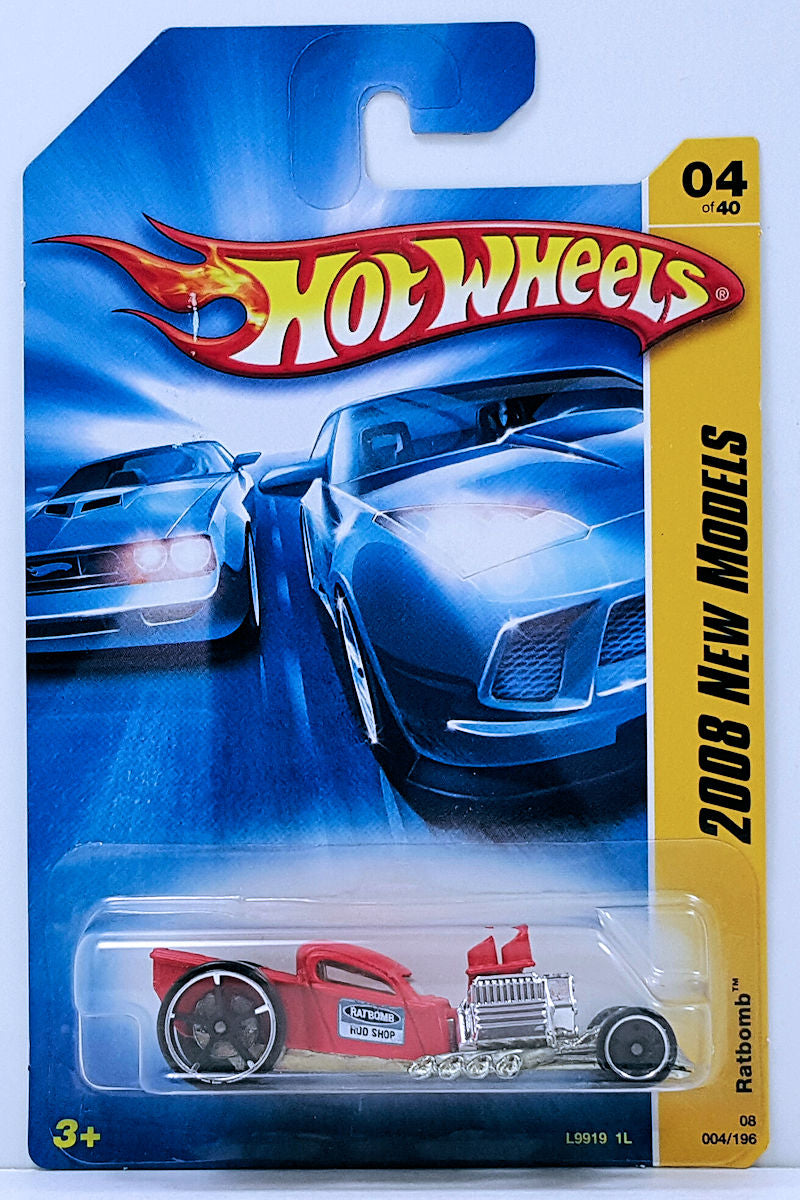 Hot Wheels 2008 - Collector # 004/196 - New Models 04/40 - 2008 Ratbomb - Matte Red - Chrome Rim, Black OH5 & Chrome Rim, Black SK5 - USA