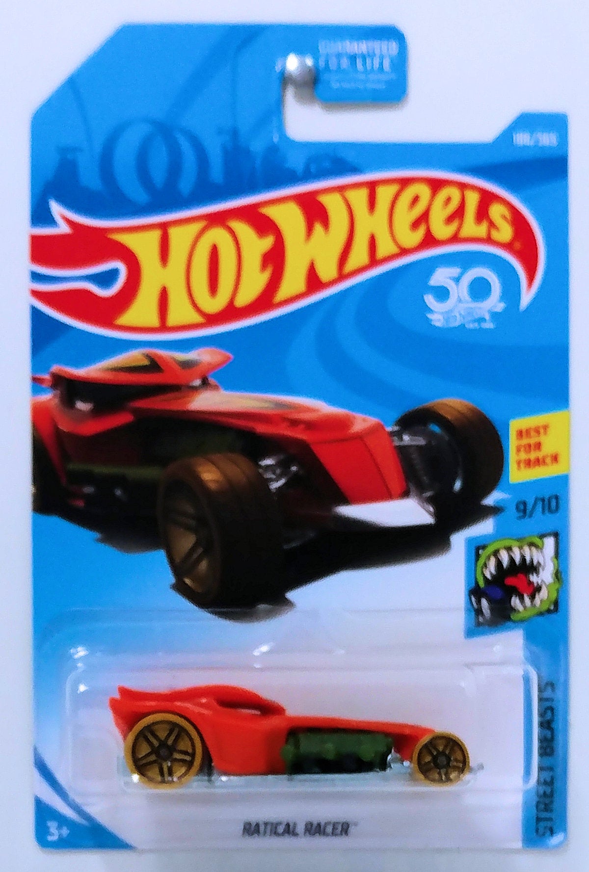 Hot Wheels 2018 - Collector # 186/365 - Street Beasts 9/10 - Ractical Racer - Orange - USA 50th Card
